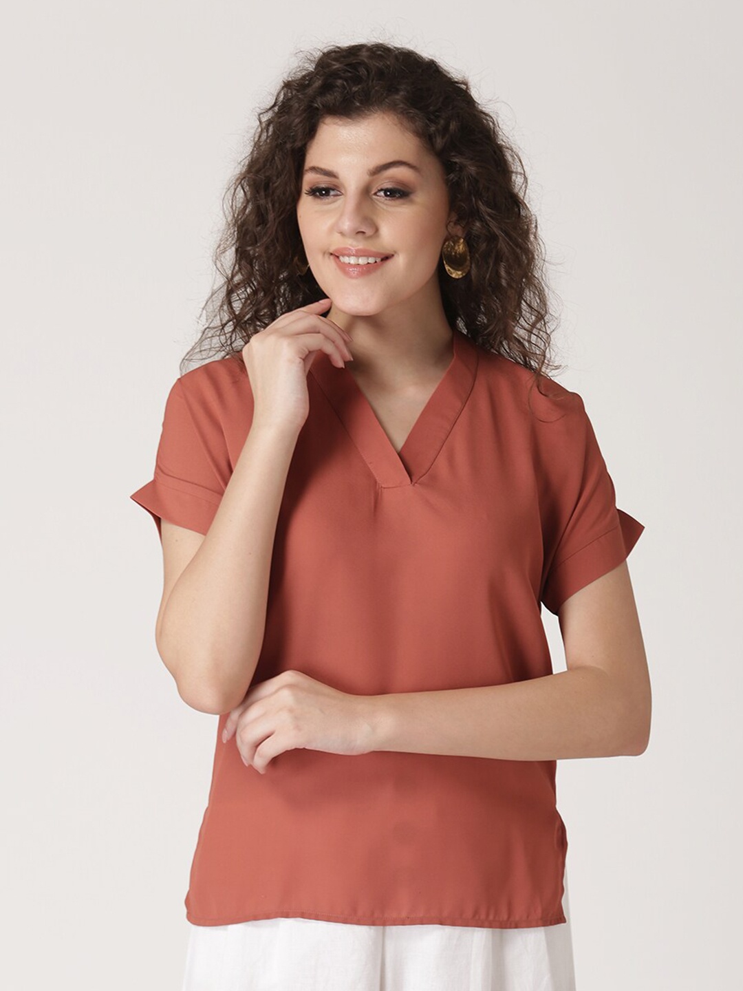 

DIVA WALK EXCLUSIVE Women Brown Solid Regular Top