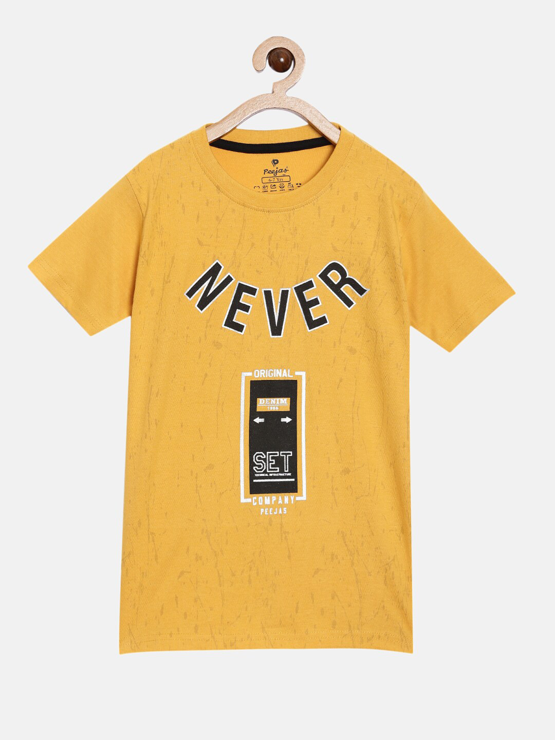 

Peejas Boys Mustard Yellow Printed Pure Cotton T-shirt