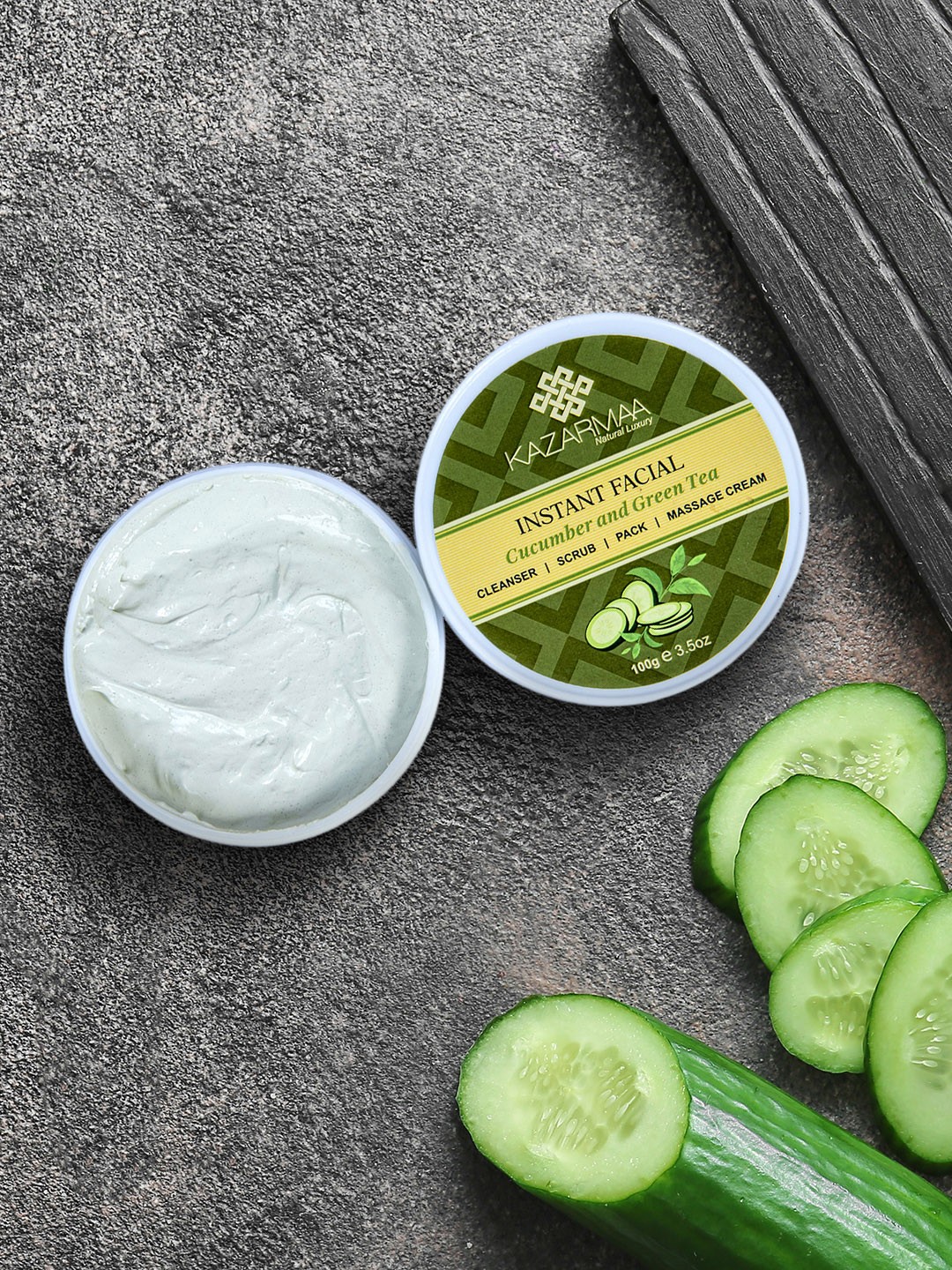 

KAZARMAA Green Cucumber & Green Tea Instant All in One Face Pack With Spoon-100g