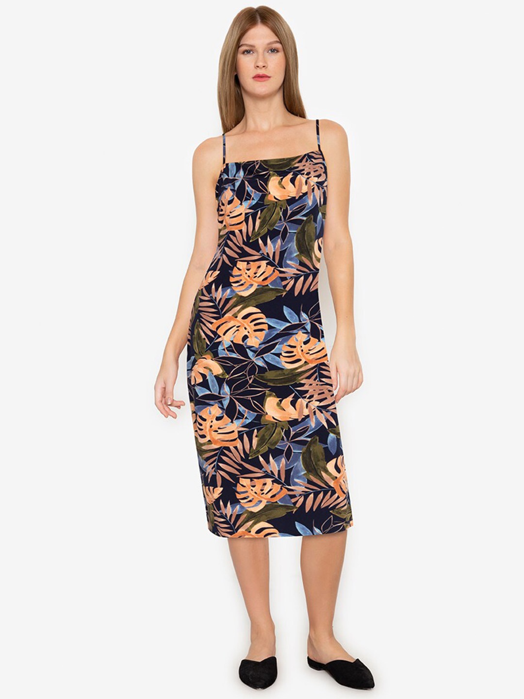 

ZALORA BASICS Woman Multicoloured Floral Sheath Midi Dress, Multi