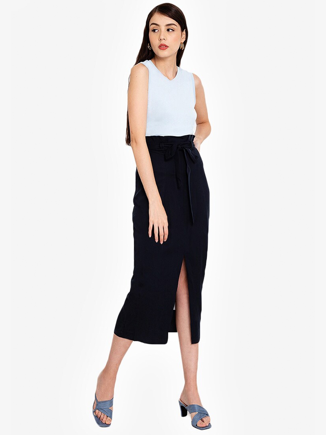 

ORIGIN BY ZALORA Multicoloured Colourblocked Sheath Paperbag Midi Dress, Multi
