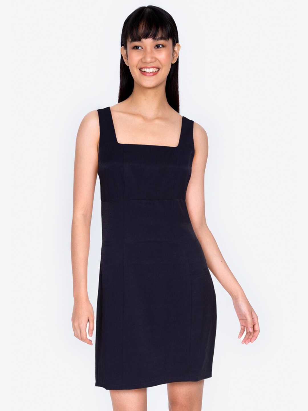 

ZALORA BASICS Navy Blue Square Neck Sheath Dress