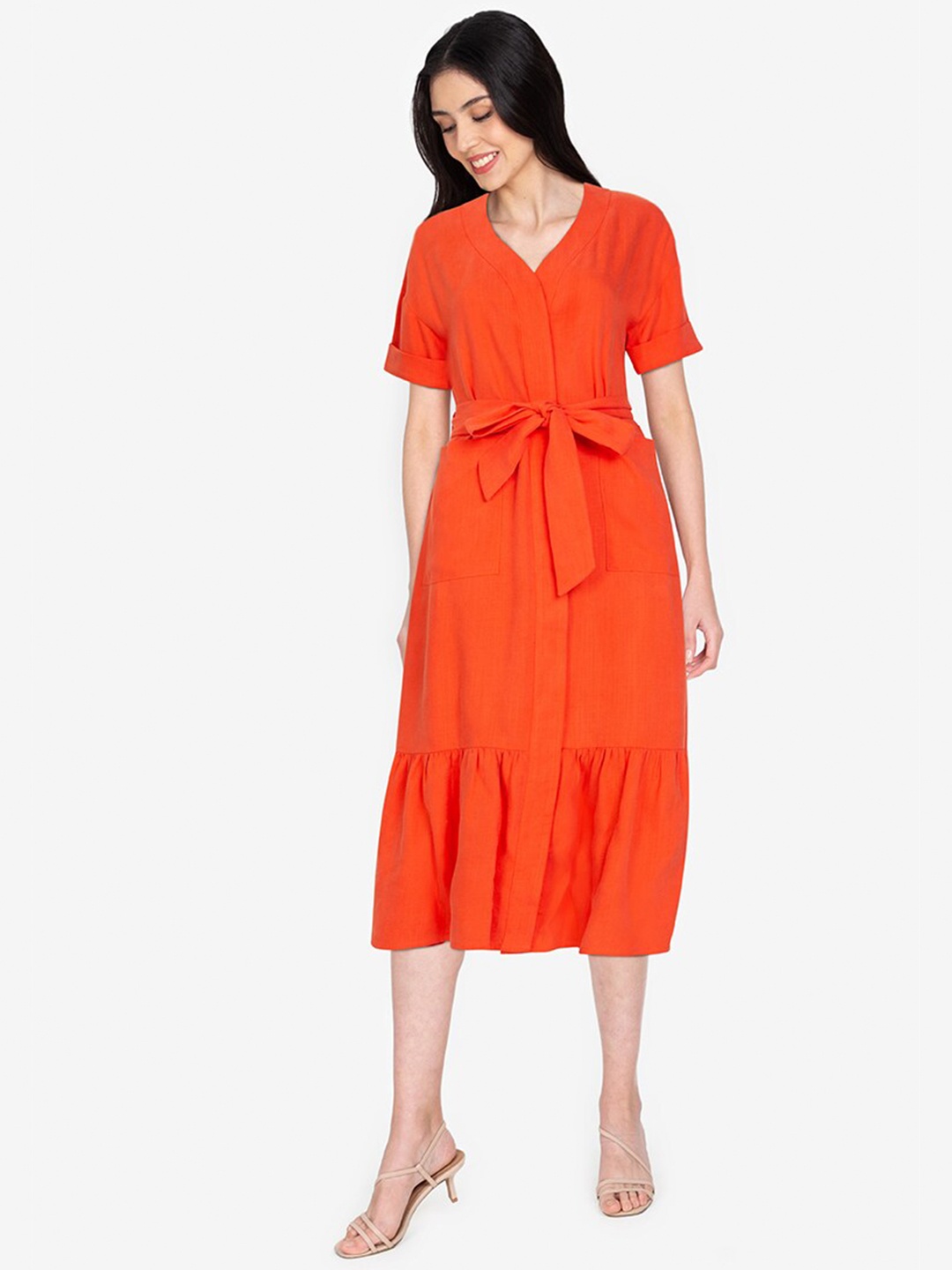 

ORIGIN BY ZALORA Orange A-Line Midi Dress