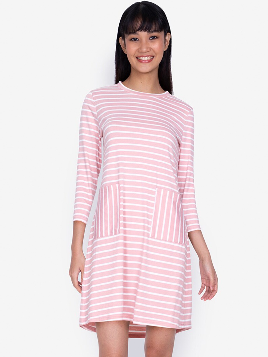 

ZALORA BASICS Multicoloured Striped A-Line Dress, Multi