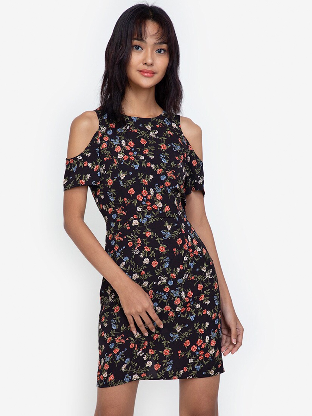 

ZALORA BASICS Multicoloured Floral Sheath Mini Dress, Multi