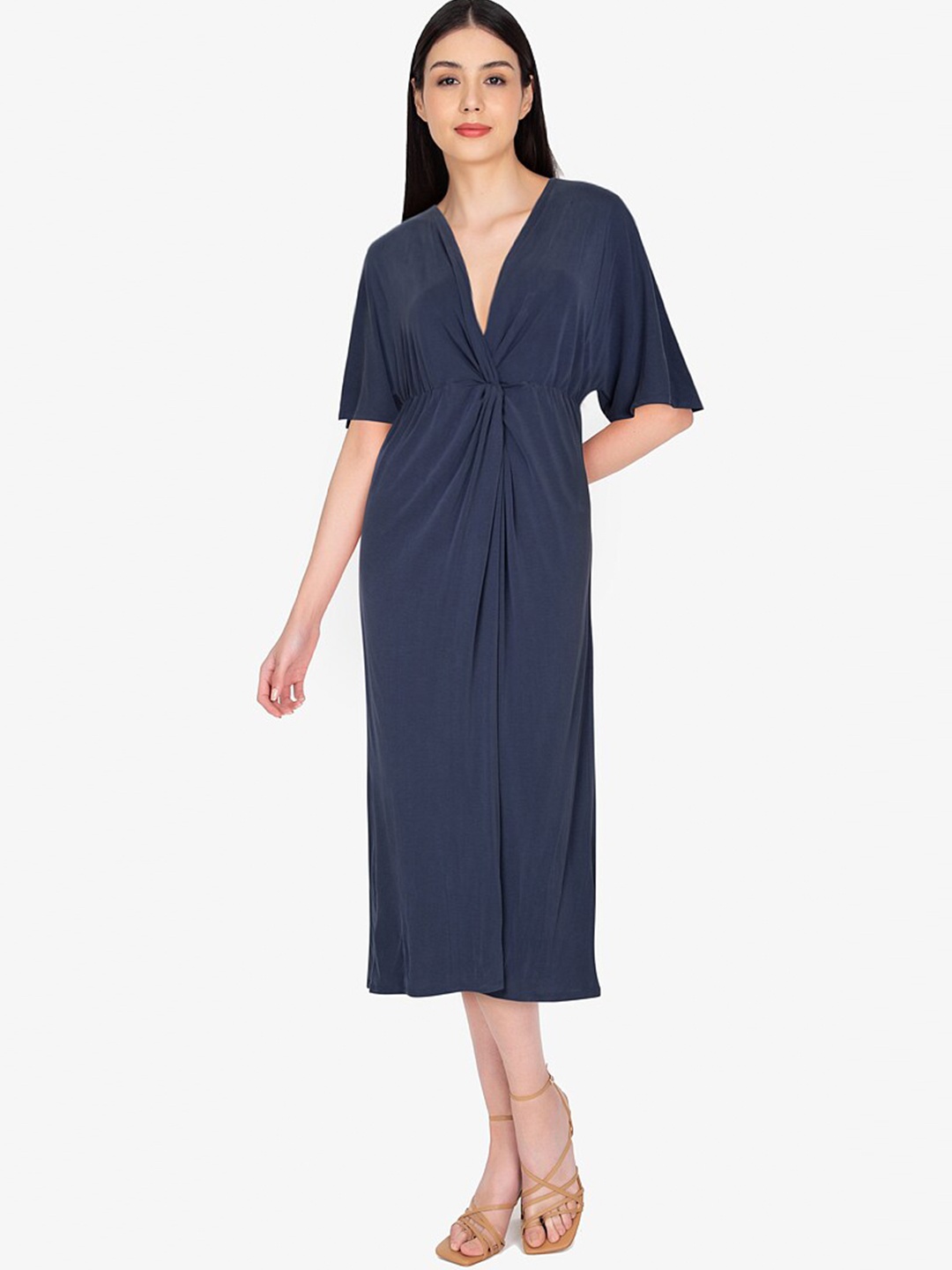 

ORIGIN BY ZALORA Navy Blue A-Line Midi Dress