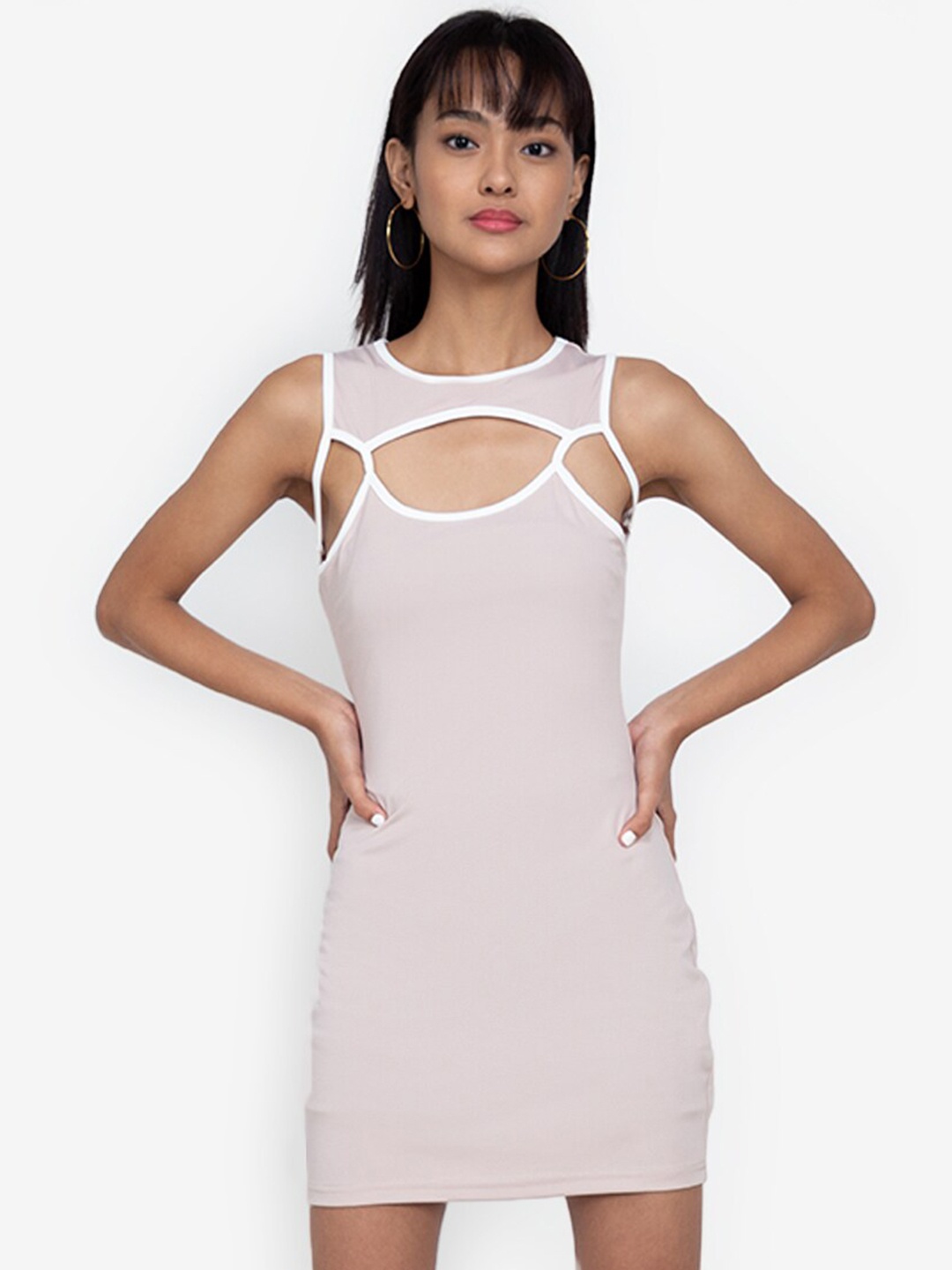 

ZALORA BASICS Beige Sheath Mini Dress