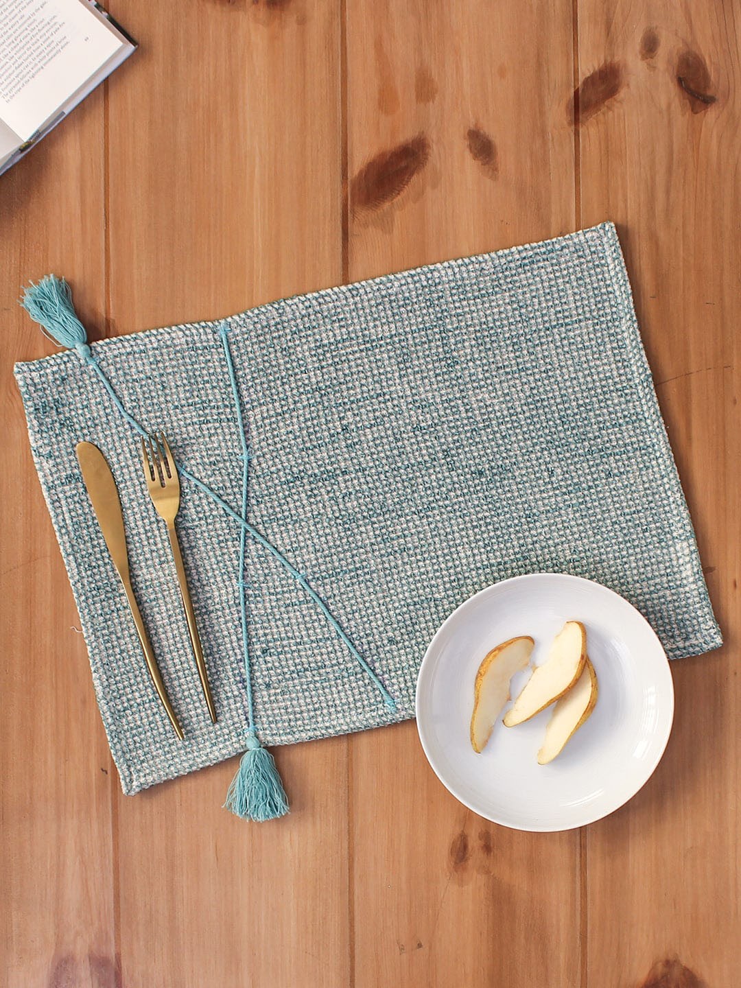 

House This Blue Embroided Cotton Table Cover