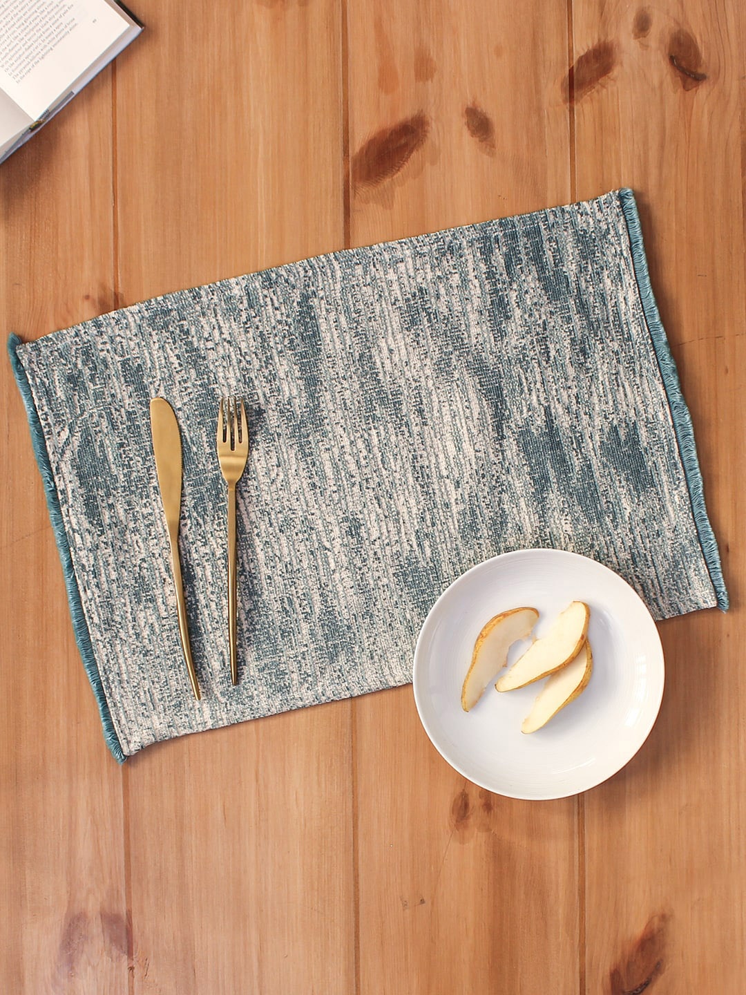 

House This Blue & Beige Textured Cotton Dining Table Placemats