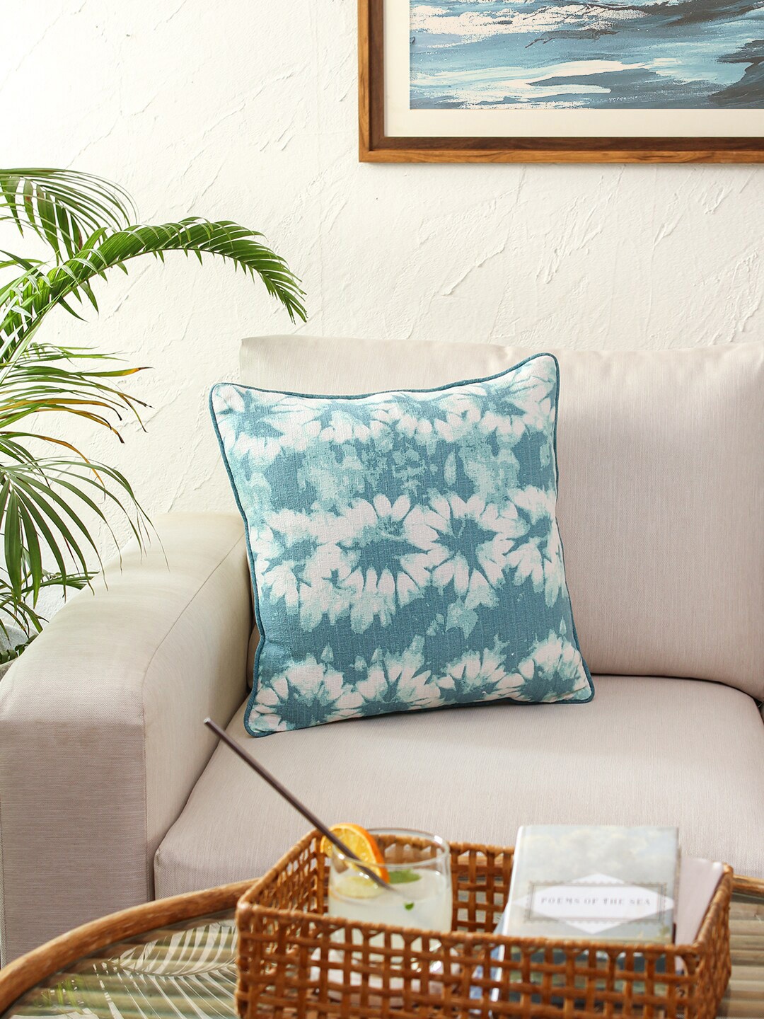 

House This Blue Abstract Single Square Cushion Covers