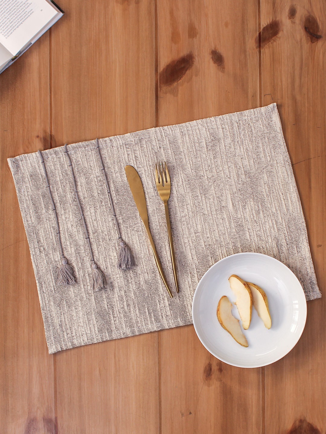 

House This Grey Embroidered Cotton Table Placemats