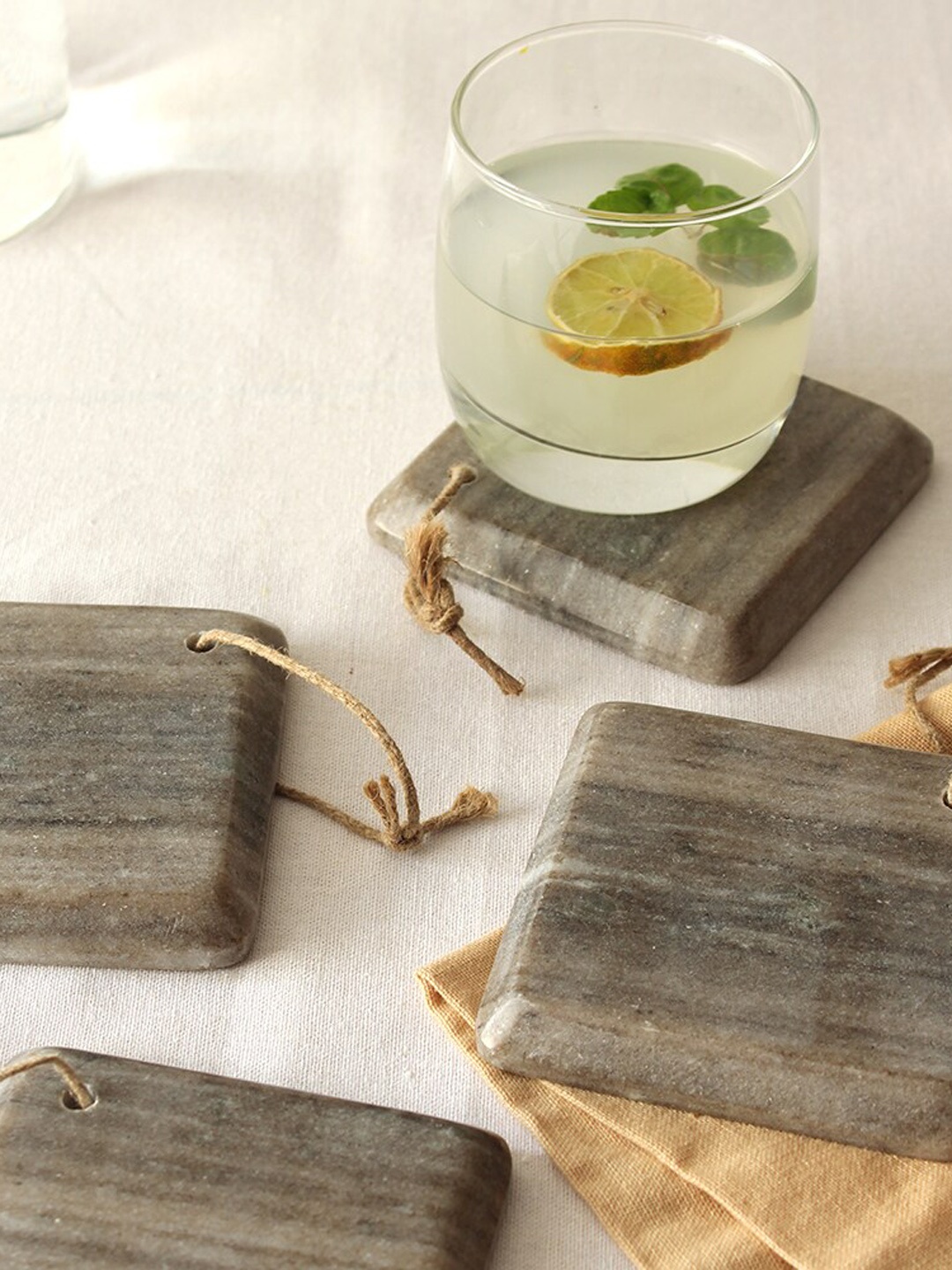 

House This Set Of 4 Grey Marble Coasters