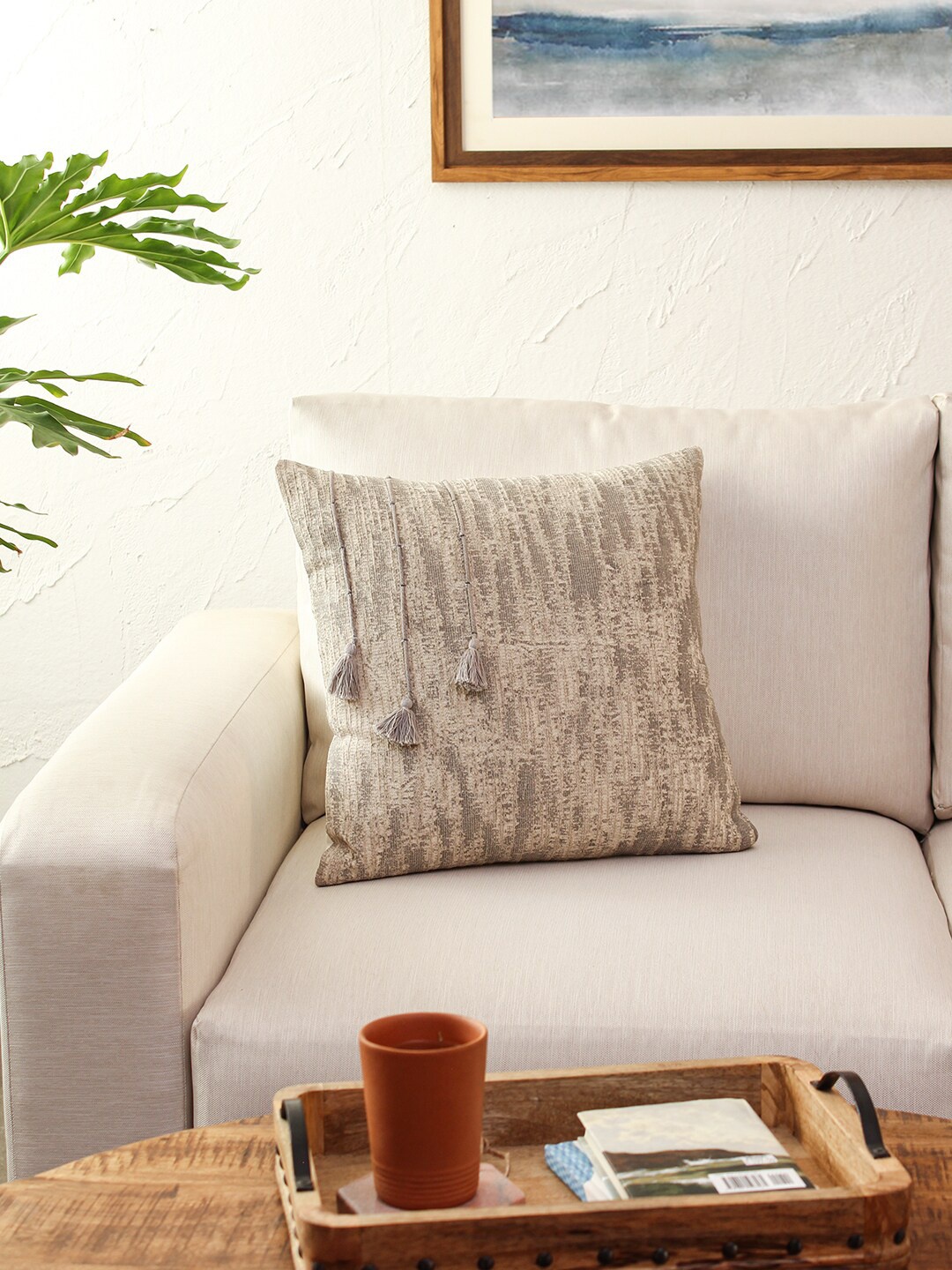

House This Grey & Beige Square Cushion Covers