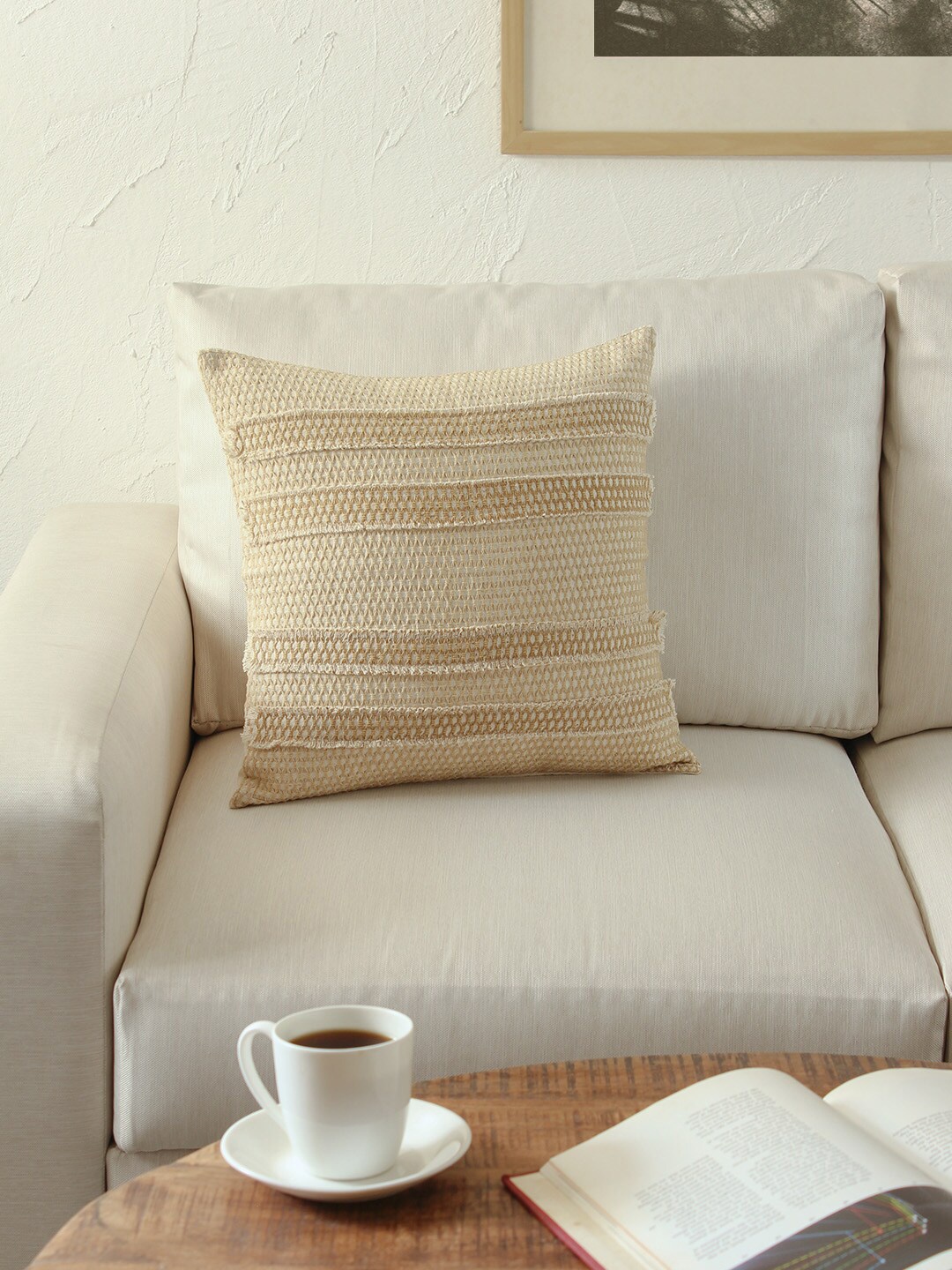 

House This Beige Striped Square Cushion Covers