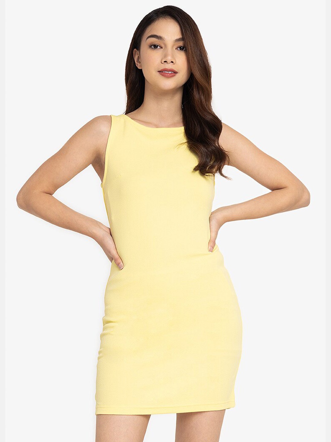 

ZALORA BASICS Yellow Sheath Mini Dress