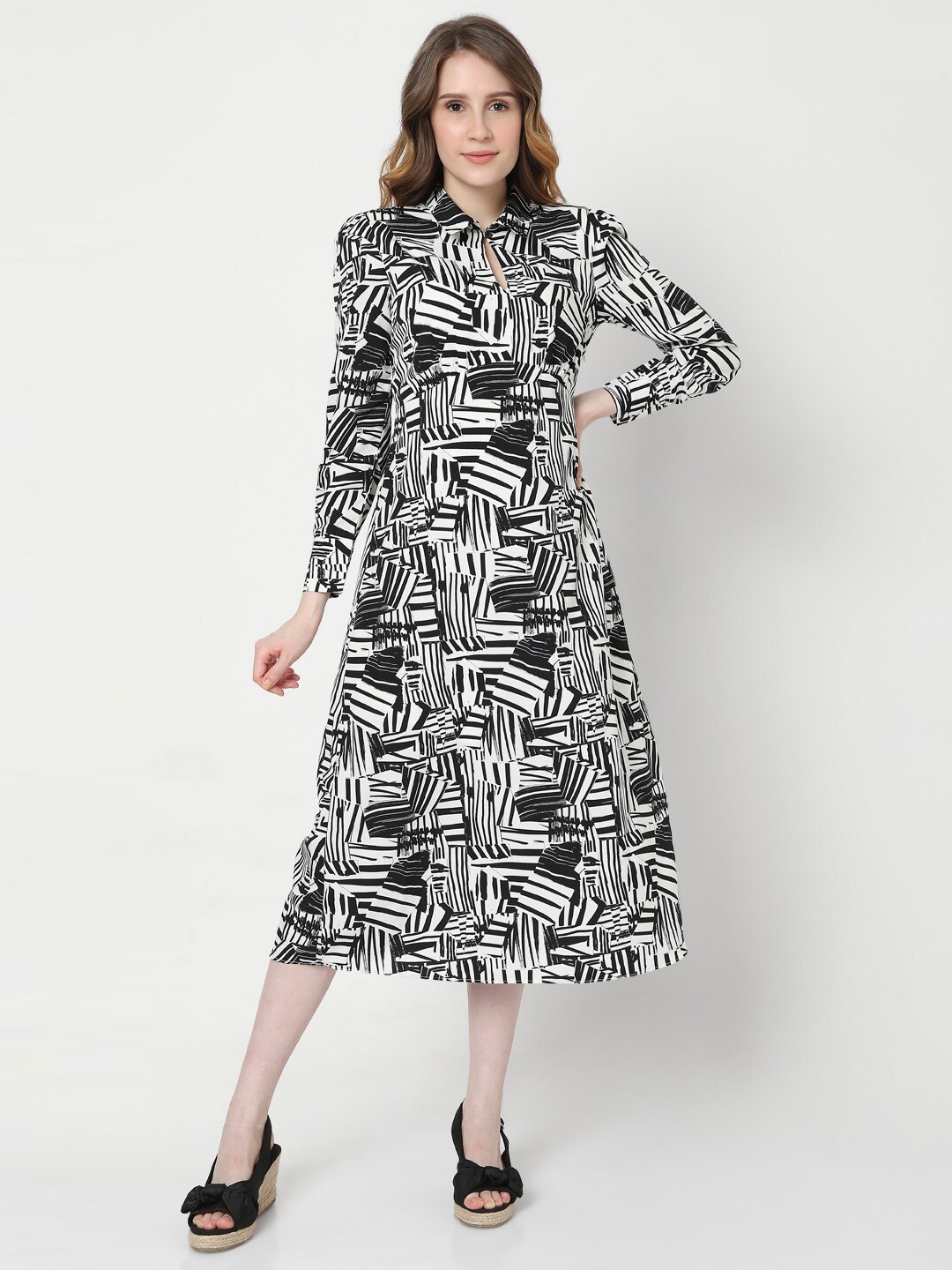 

Vero Moda White Tie-Up Neck Midi Dress