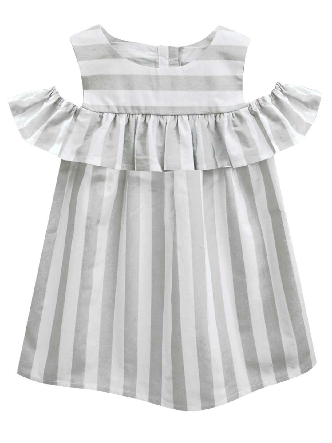 

A.T.U.N. Grey & White Striped A-Line Dress