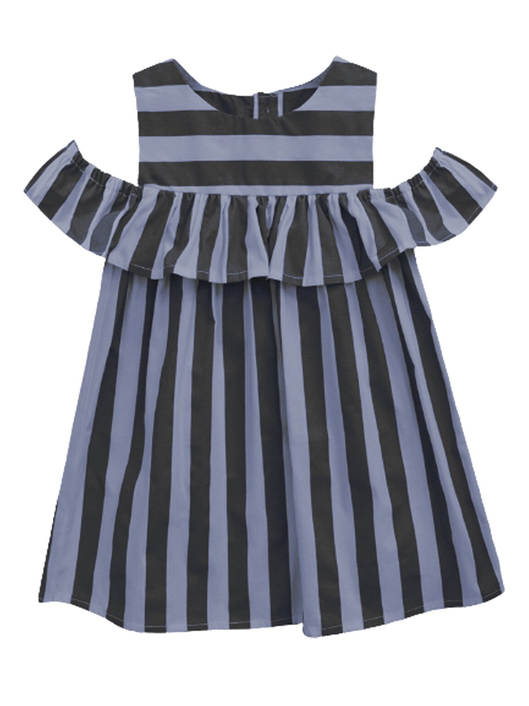 

A.T.U.N. Charcoal & Black Striped A-Line Dress