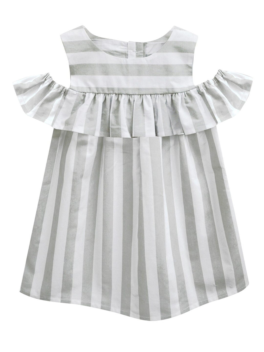

A.T.U.N. Grey & White Striped A-Line Dress