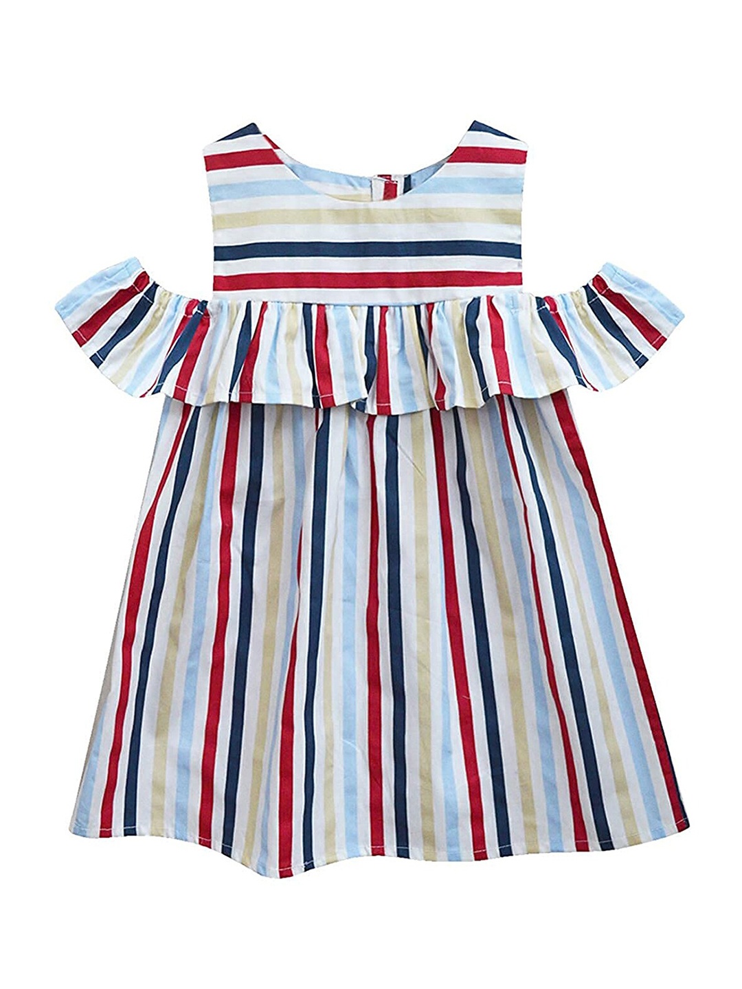 

A.T.U.N. Multicoloured Striped A-Line Dress, Multi