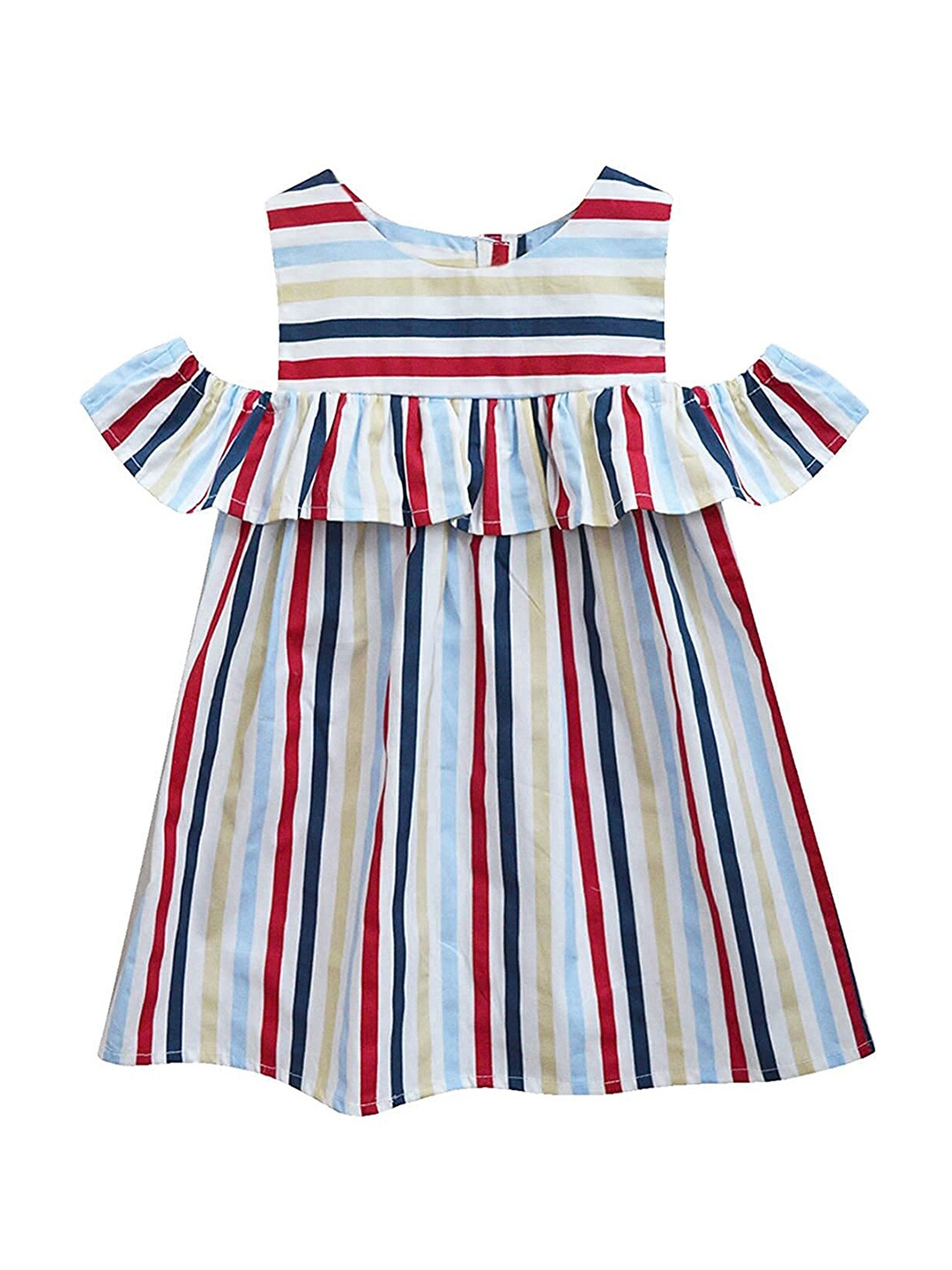 

A.T.U.N. Multicoloured Striped A-Line Dress, Multi