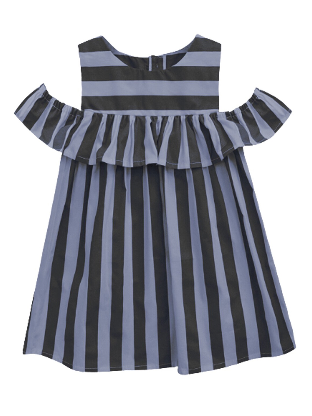 

A.T.U.N. Charcoal & Black Striped A-Line Dress