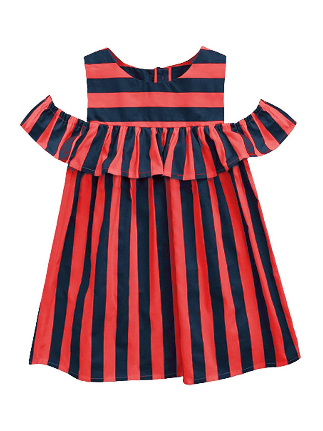 

A.T.U.N. Red & Navy Blue Striped A-Line Dress