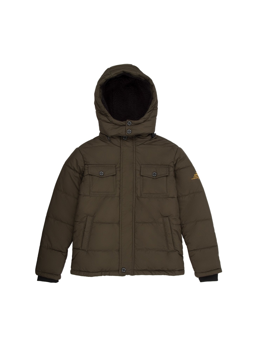 

Status Quo Boys Olive Green Yellow Padded Jacket