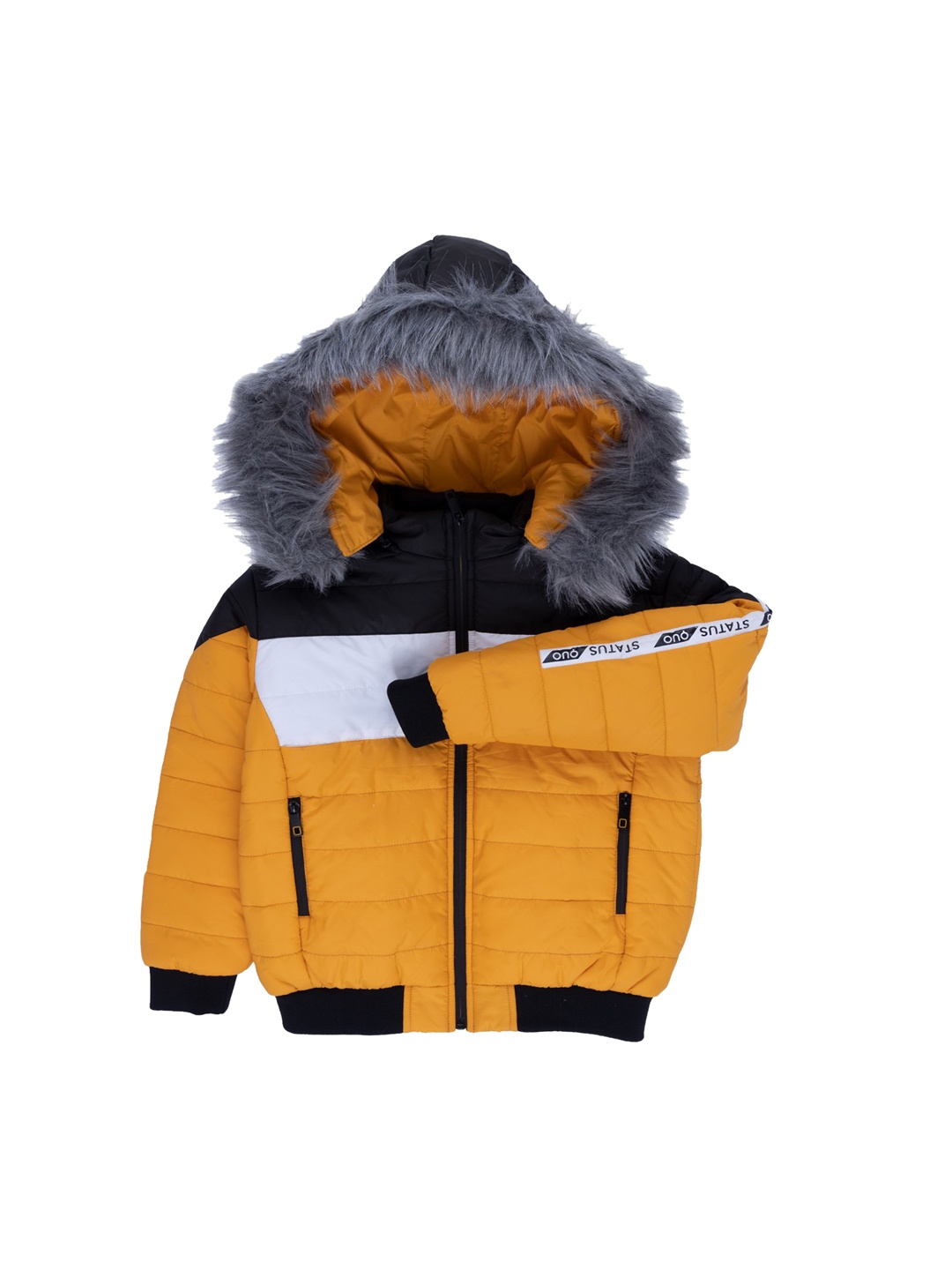 

Status Quo Boys Mustard Black Colourblocked Padded Jacket