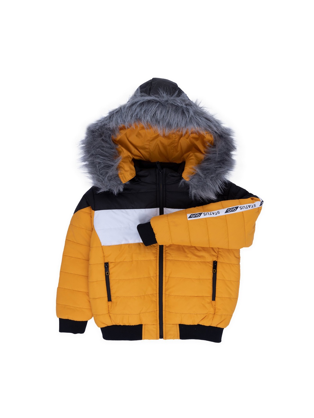 

Status Quo Boys Mustard Black Colourblocked Padded Jacket