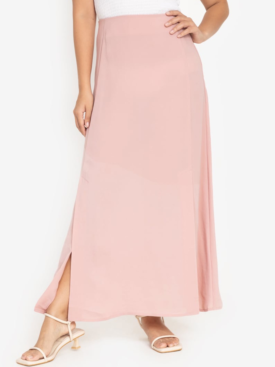 

ZALORA BASICS Women Pink Solid A-Line Maxi Skirt