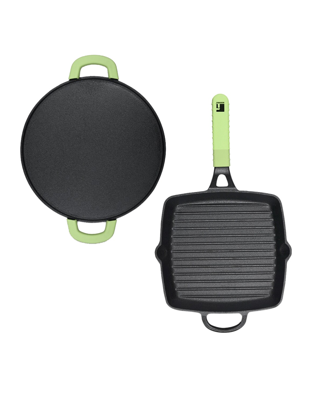 

BERGNER 2 Pcs Black & Green Solid Cookware Set