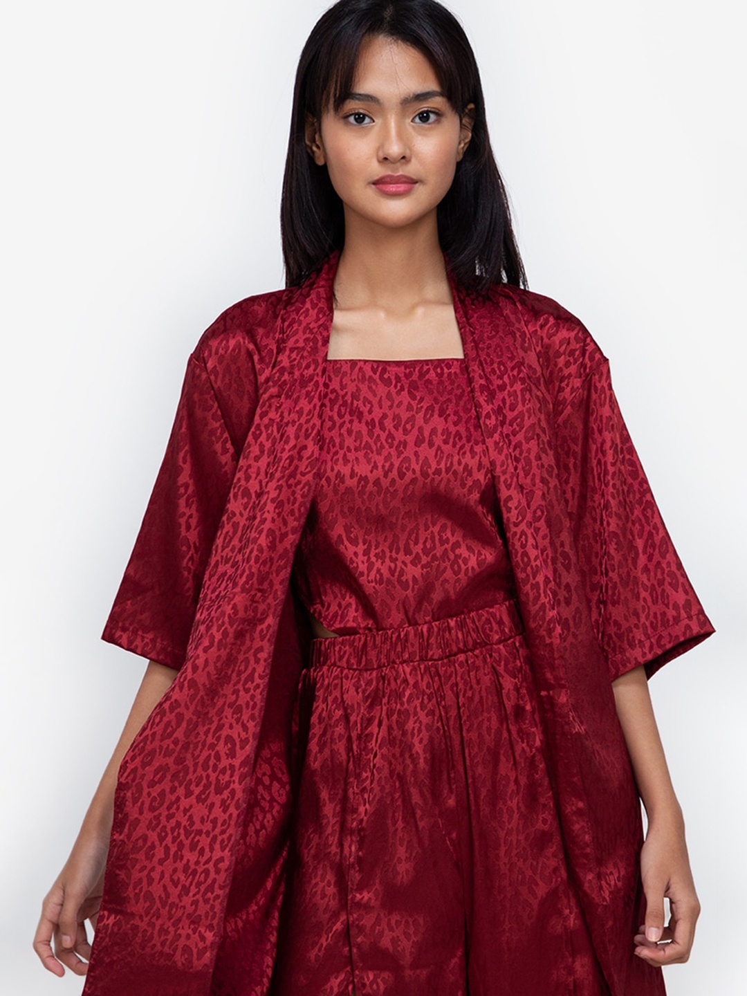 

ZALORA BASICS Women Red Satin Kimono Robe