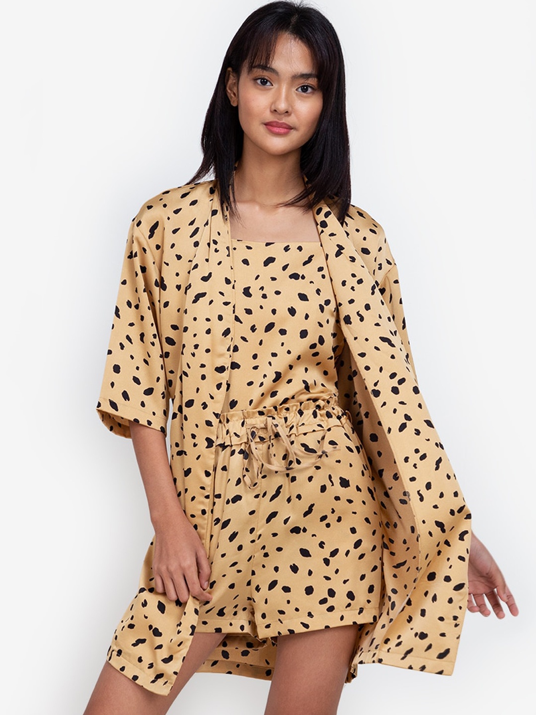 

ZALORA BASICS Woman Multicoloured Satin Kimono Robe, Multi