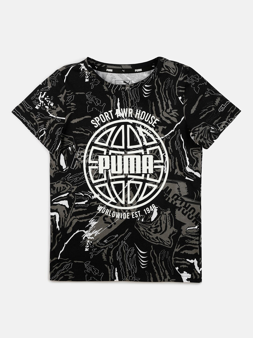 

Puma Boys Black & White Printed T-shirt