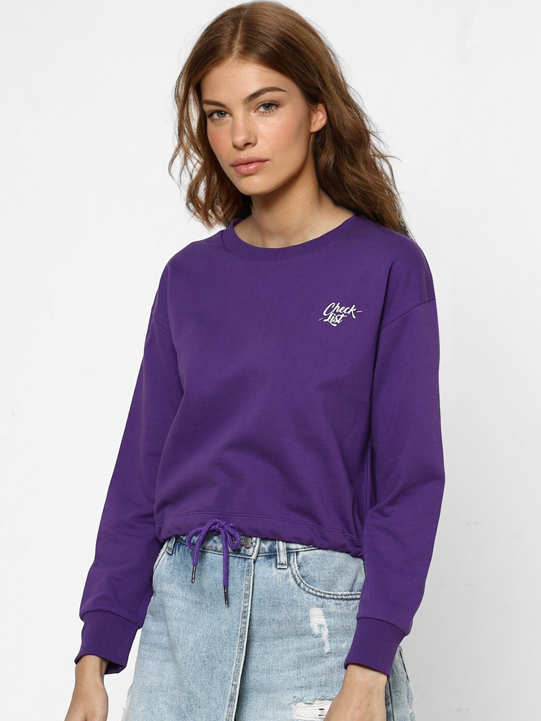 

ONLY Women Purple Cotton Sweatshirt
