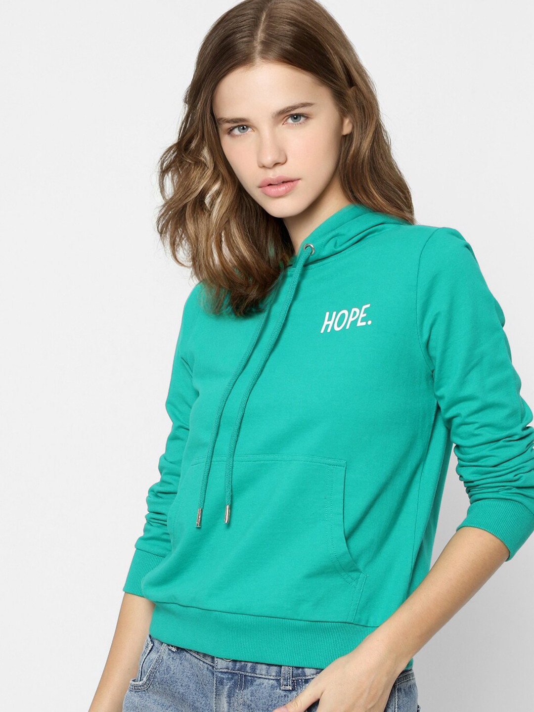 

ONLY Women Green Hooded Sweatshirt