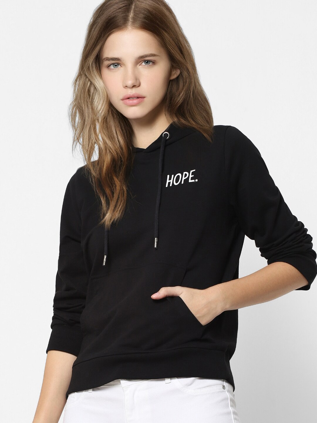 

ONLY Women Black Hooded Sweatshirt