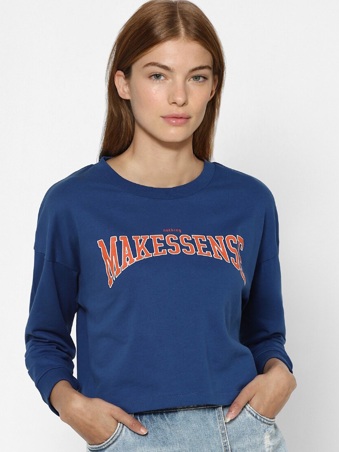 

ONLY Women Navy Blue Printed Sweatshirt