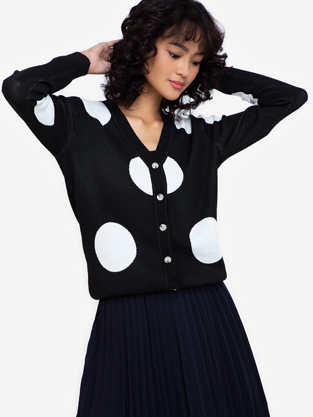 

ZALORA BASICS Women Black & White Printed Cardigan