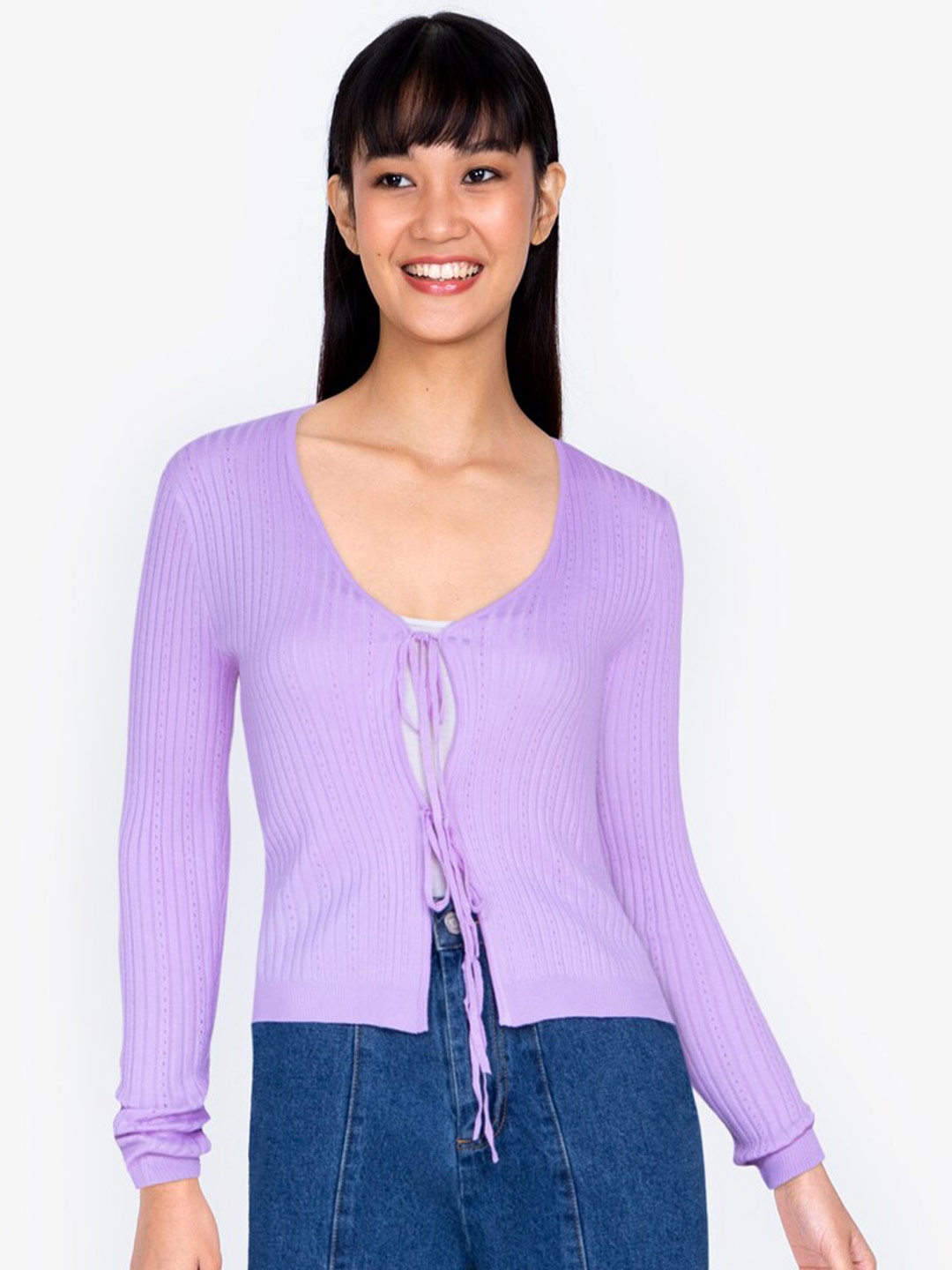 

ZALORA BASICS Women Purple Open Front Jacket