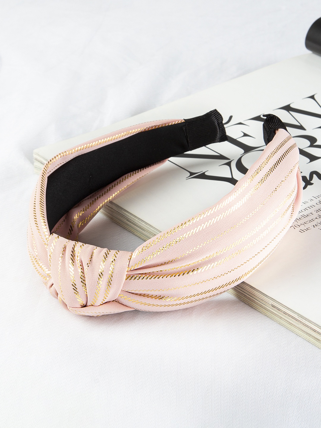 

Kazo Women Pink Striped Knot Hairband