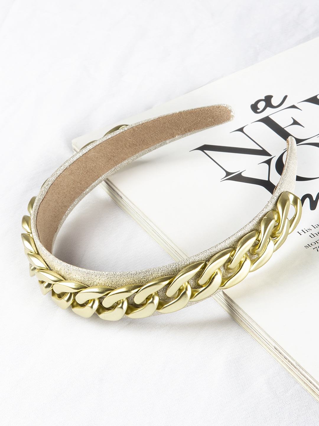 

Kazo Women Gold Metallic Chain Thin Hairband