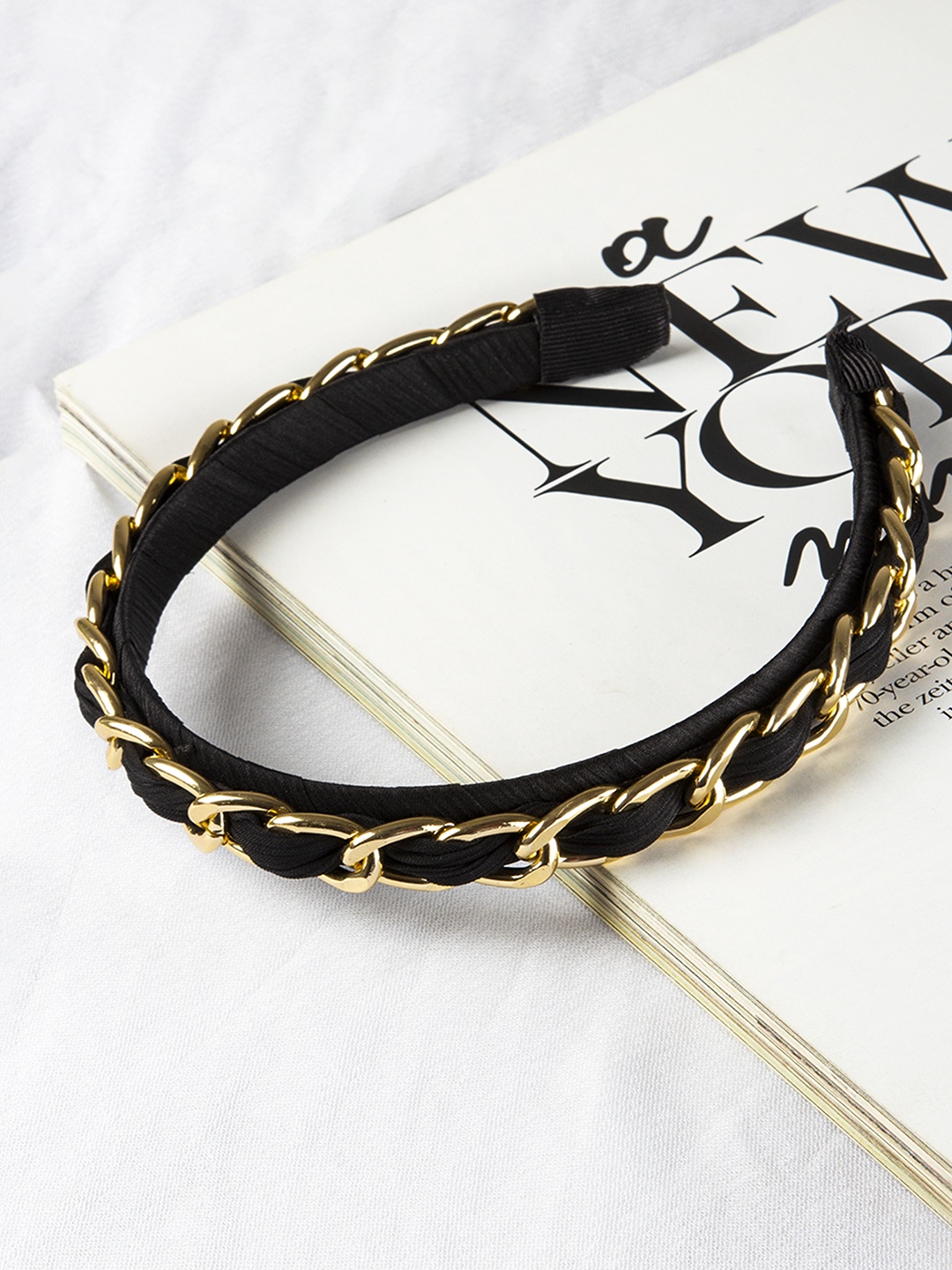 

Kazo Women Black & Gold-Toned Embellished Hairband