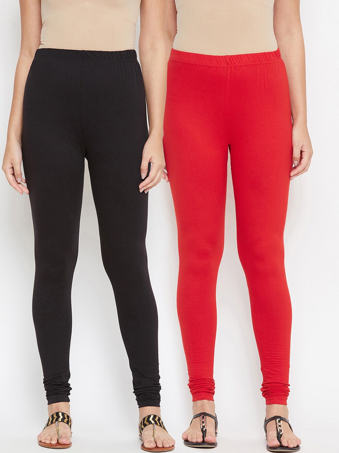 

Bitterlime Pack of 2 Solid Churidar Length Legging, Red
