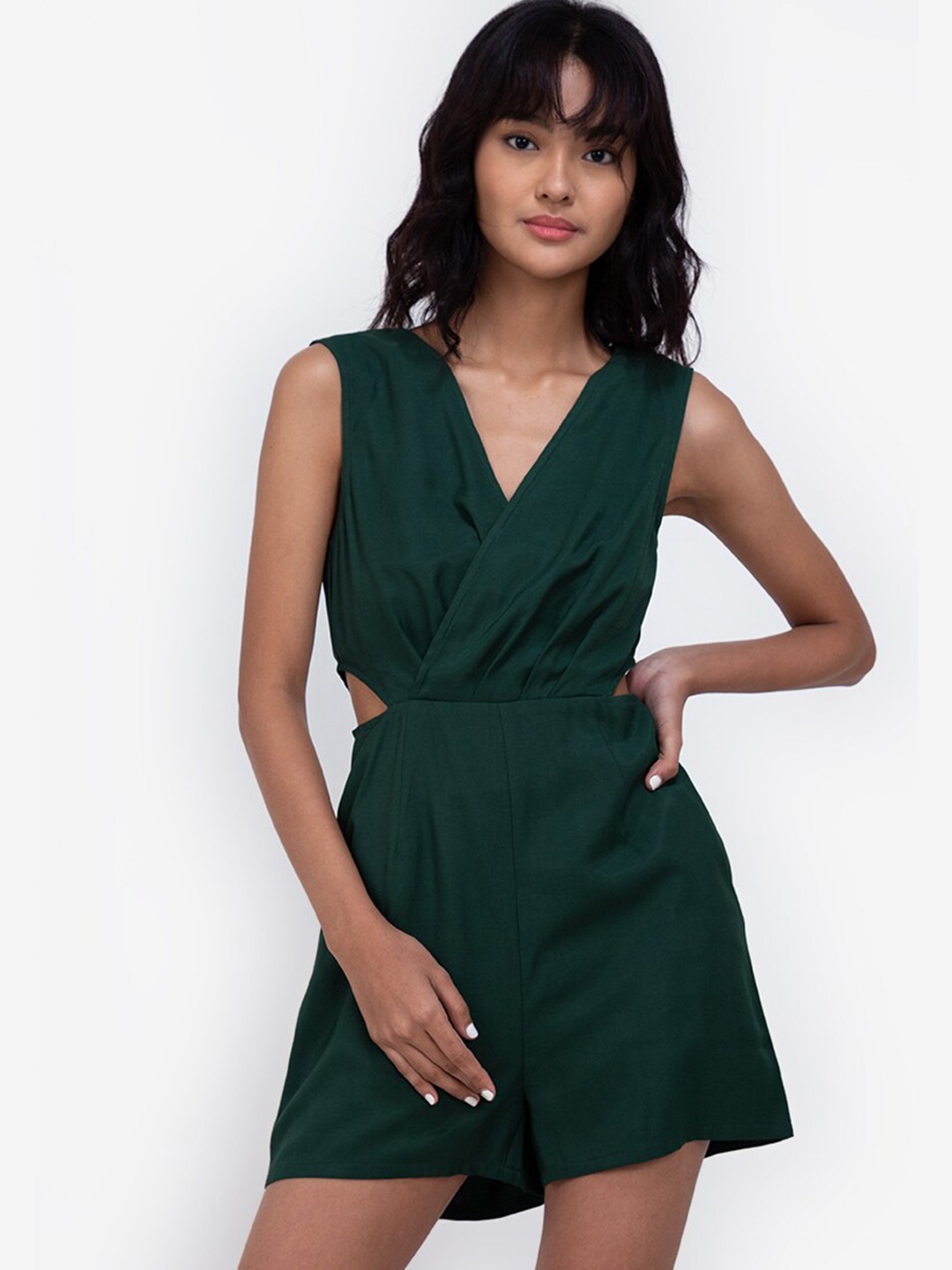 

ZALORA BASICS Green Cut Out Jumpsuit