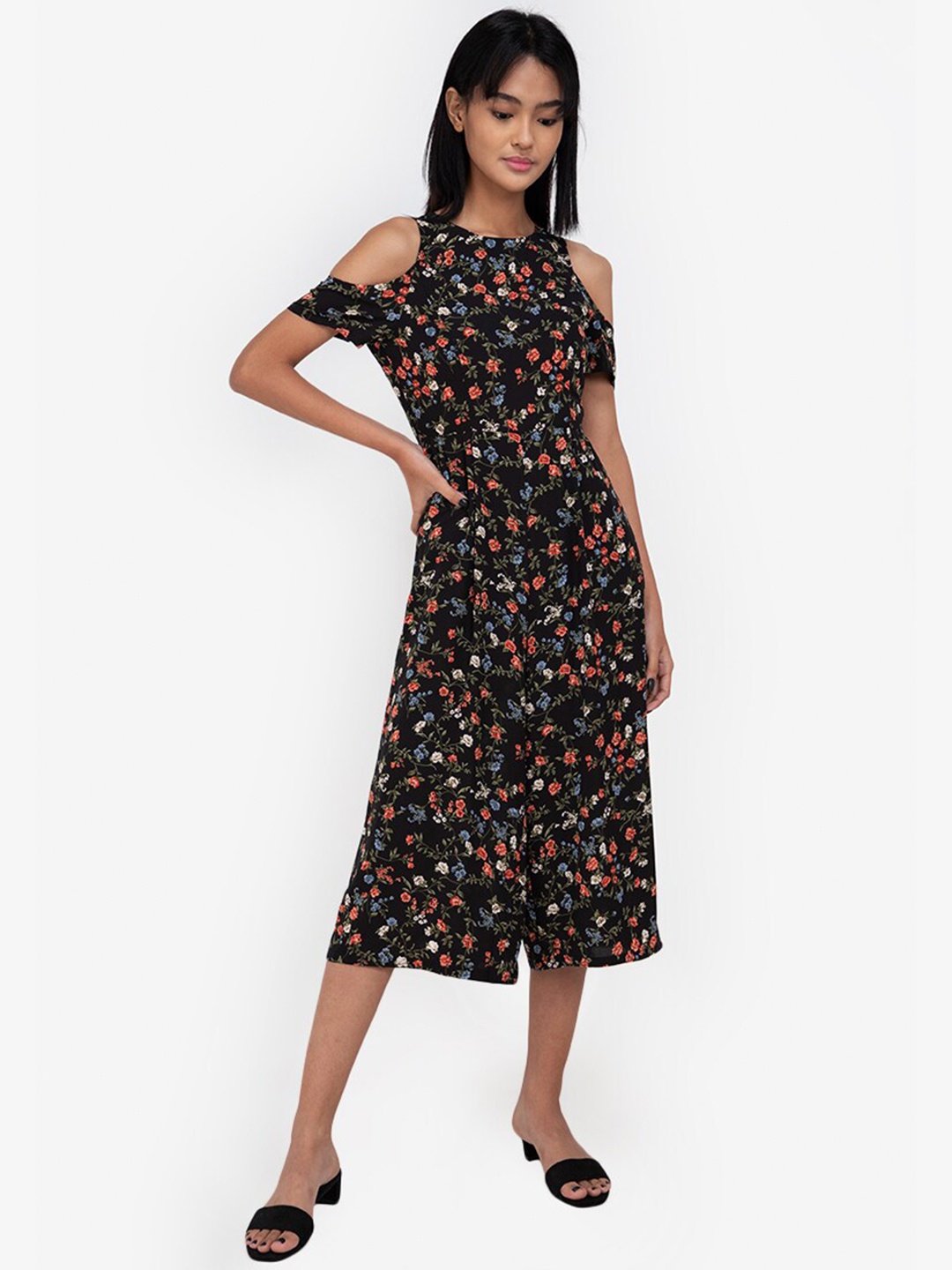 

ZALORA BASICS Multicoloured Printed Culotte Jumpsuit, Multi