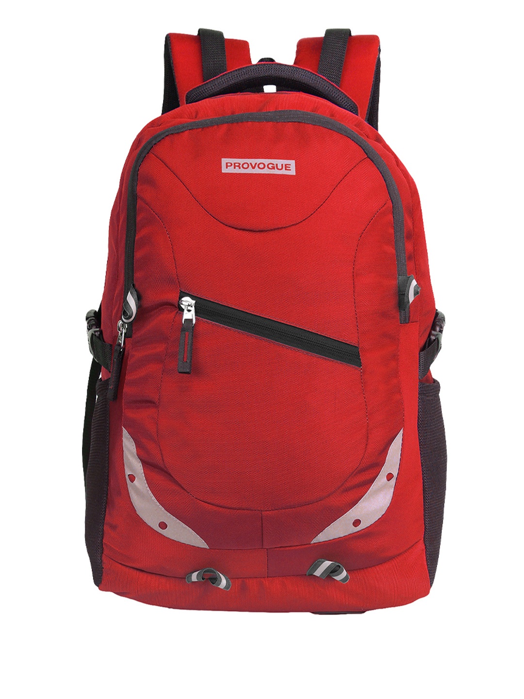 Provogue Unisex Red & Black Brand Logo Backpack with Reflective Strip