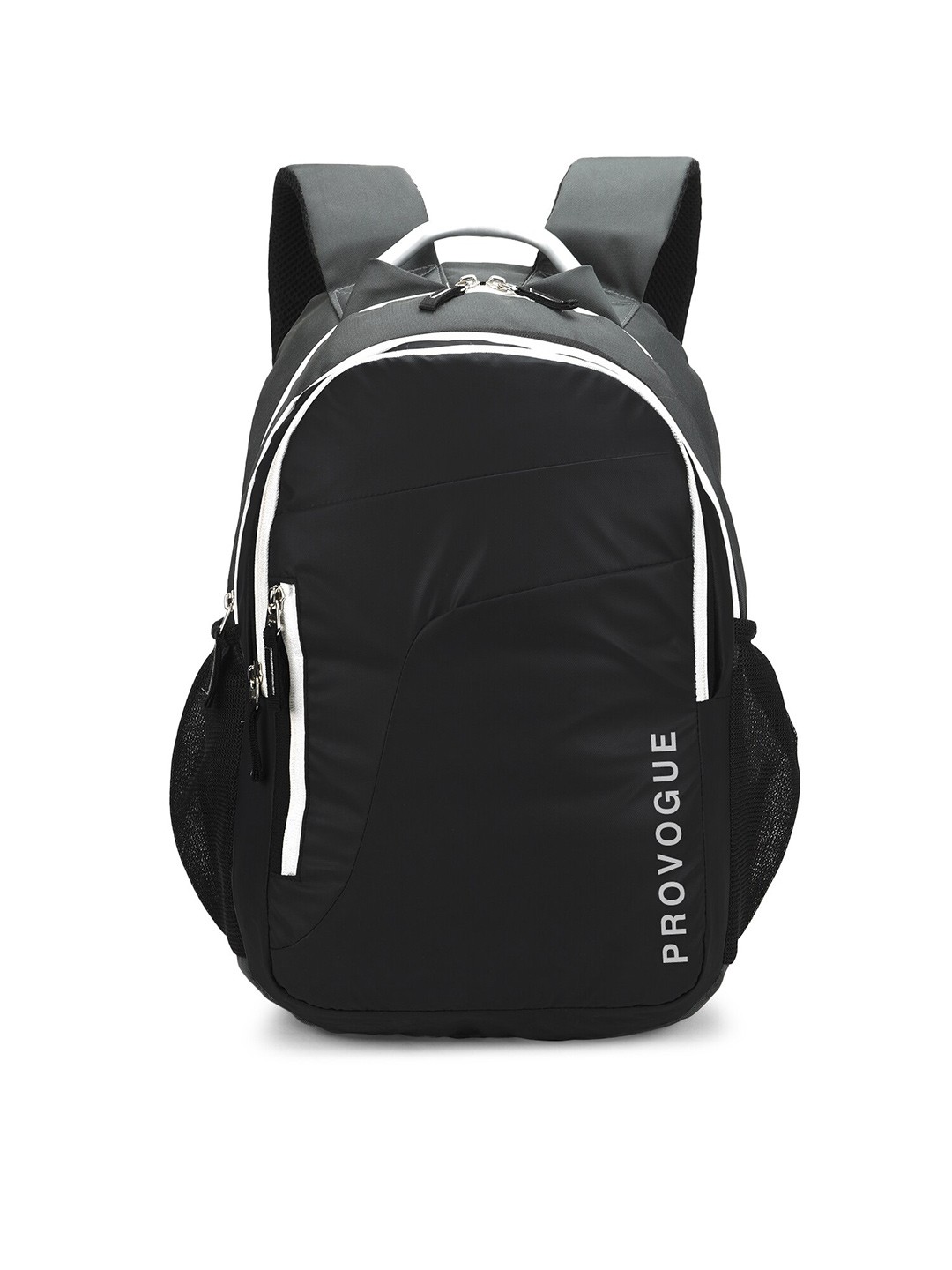 

Provogue Unisex Black & Grey Brand Logo Backpack with Reflective Strip