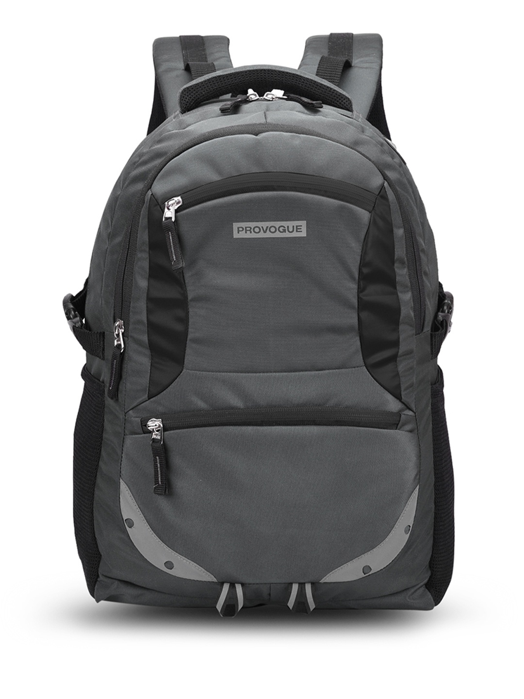 

Provogue Unisex Grey & Black Brand Logo Backpack with Reflective Strip